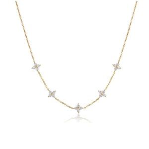 14k Gold Clover Diamonds Necklace